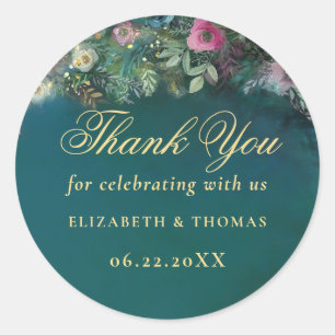 Enchanted Forest Greenery Roses Wedding Favour Classic Round Sticker