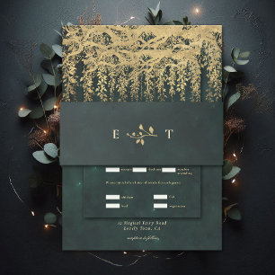 Enchanted Forest Hanging Gold Greenery Wedding Invitation Belly Band