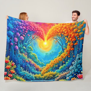 Enchanted Forest Heart of Light Design Fleece Blanket