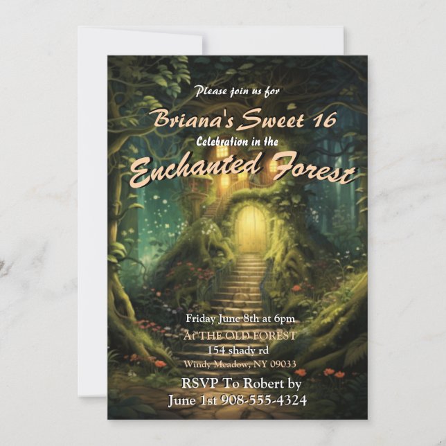 Enchanted Forest House Sweet 16 Invitations (Front)