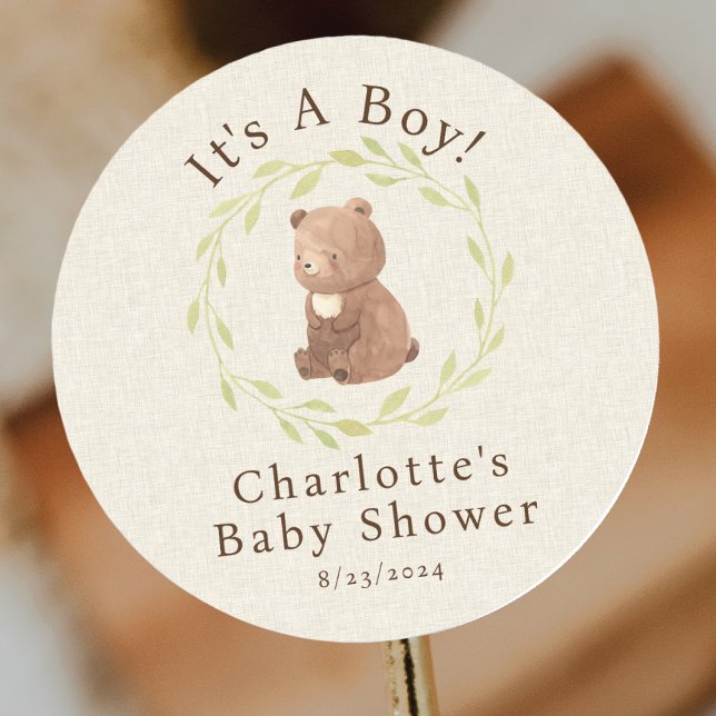 Enchanted Forest It's a Boy Classic Round Sticker (Creator Uploaded)