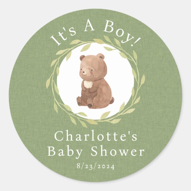 Enchanted Forest It's a Boy Classic Round Sticker (Front)