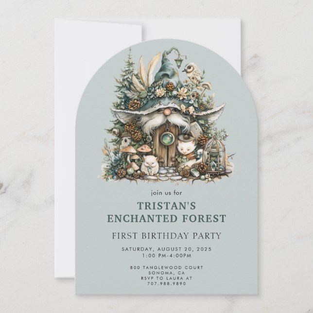 Enchanted Forest Kid's 1st Birthday Party Invitation (Front)