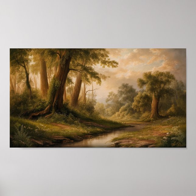 Enchanted Forest Landscape Painting Poster (Front)