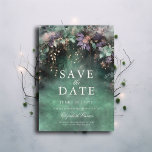 Enchanted Forest Lavender Quinceanera Fairy Tale Save The Date<br><div class="desc">A whimsical watercolor illustration of lush foliage in emerald green with hues of lavender and lilac, sparkling with fairy lights and magic dust, decorates this spring summer fall quinceanera save the date invitation with an enchanted forest theme. An elegant, modern save the date for a fairytale celebration. Perfect for girls...</div>