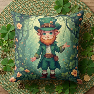 Enchanted Forest Leprechaun Luckyish Nursery Decor Cushion