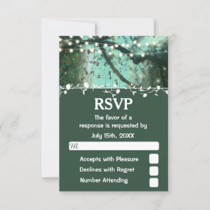 Enchanted Forest Lights Rustic RSVP Card