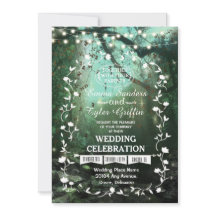 Enchanted Forest Lights Rustic Wedding Invitation