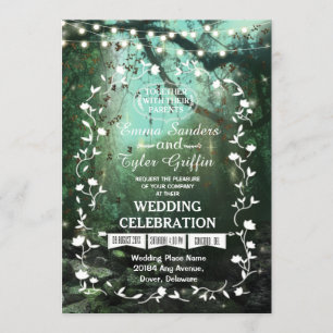 Enchanted Forest Lights Rustic Wedding Invitation