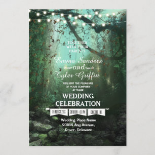 Enchanted Forest Lights Rustic Wedding Invitation