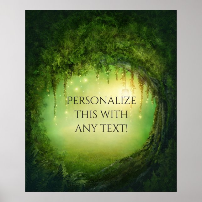 Enchanted Forest & Lights Rustic Wedding Wall Art (Front)