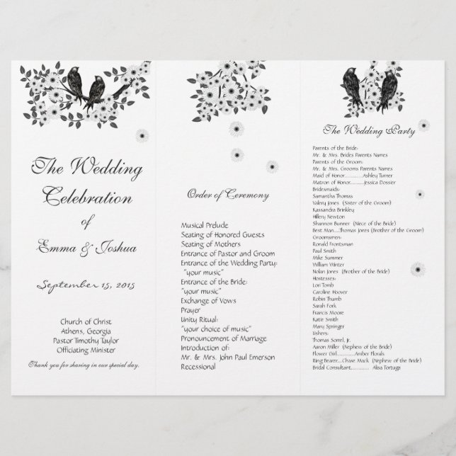 Enchanted Forest Love Bird Wedding (Front)