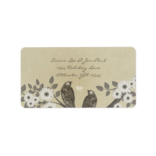 Enchanted Forest Love Bird Wedding Address Label