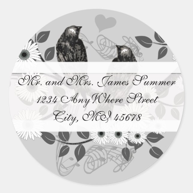 Enchanted Forest Love Bird Wedding Classic Round Sticker (Front)