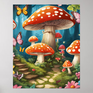 Enchanted Forest Magic Mushroom Stairs Poster