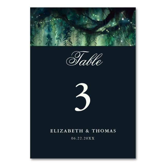 Enchanted Forest Magical Garden Elegant Wedding Table Number (Back)