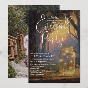 Enchanted Forest Mason Jar Photo Evening Party Invitation