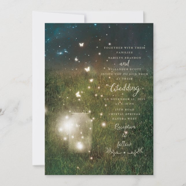 Enchanted Forest Mason Jar Rustic Wedding Card (Front)