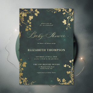 Enchanted Forest Minimalist Greenery Baby Shower Invitation