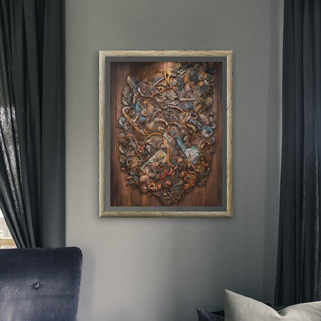 Enchanted Forest Mural on Wooden Wall Poster (Creator Uploaded)
