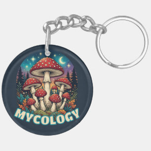 Enchanted Forest Mushroom Art Key Ring