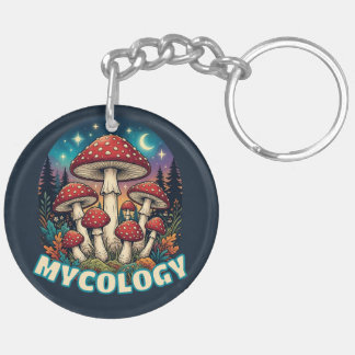 Enchanted Forest Mushroom Art Key Ring