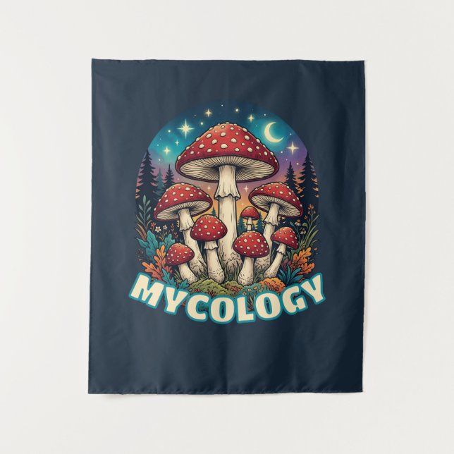 Enchanted Forest Mushroom Art Tapestry (Front)