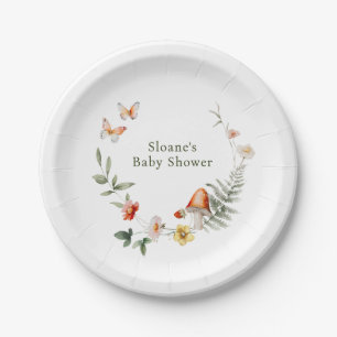 Enchanted Forest Mushroom Baby Shower Paper Plate