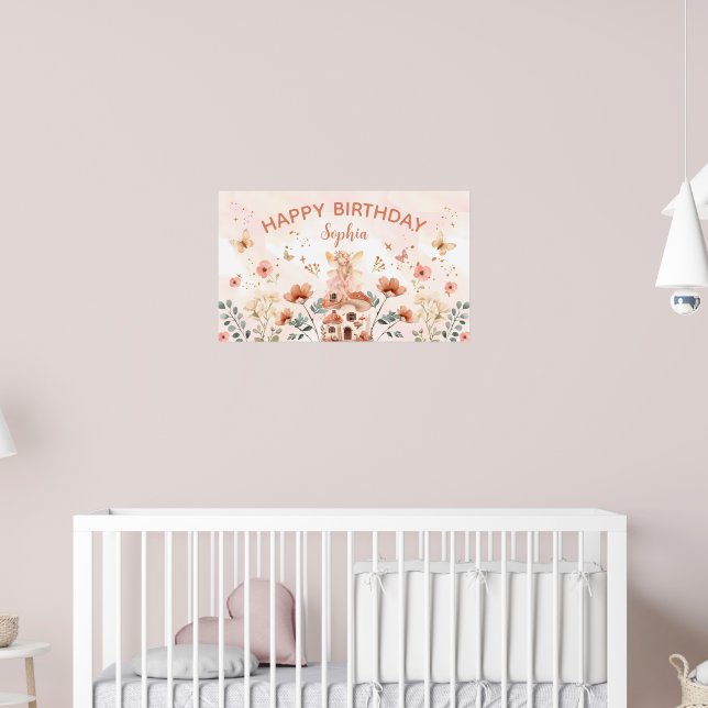 Enchanted Forest Mushroom Girl's First Birthday Poster (Nursery 2)