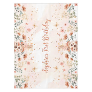 Enchanted Forest Mushroom Girl's First Birthday  Tablecloth