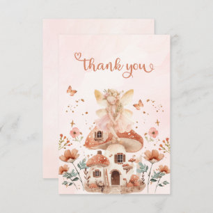 Enchanted Forest Mushroom Girl's First Birthday Thank You Card