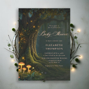 Enchanted Forest Mushroom Glow Woods Baby Shower Invitation
