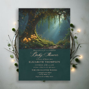 Enchanted Forest Mushroom Woods Glow Baby Shower Invitation