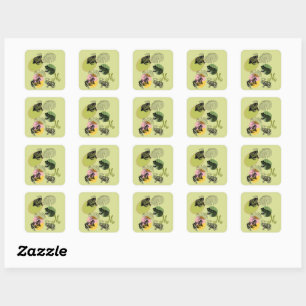 Enchanted Forest Mushrooms and Frogs Custom Square Sticker