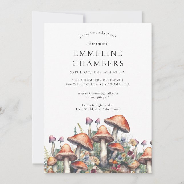 Enchanted Forest Mushrooms Baby Shower   Invitation (Front)