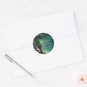 Enchanted Forest Mushrooms Baby Shower Welcome Classic Round Sticker