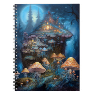 Enchanted Forest Mushrooms Castle Fantasy Art Notebook