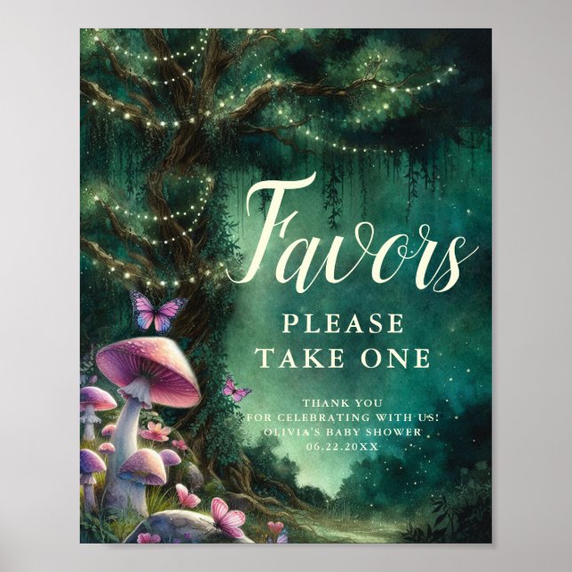 Enchanted Forest Mushrooms Favours Sign Baby Showe (Front)