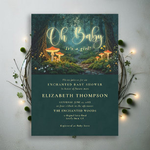 Enchanted Forest Mushrooms Glow Oh Baby Shower Invitation