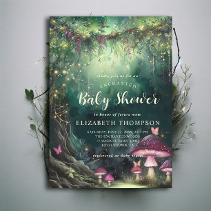 Enchanted Forest Mushrooms Grove Magic Baby Shower Invitation