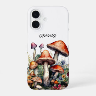Enchanted Forest Mushrooms Personalised iPhone 16 Case