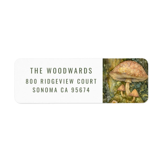 Enchanted Forest Mushrooms Return Address Label (Front)