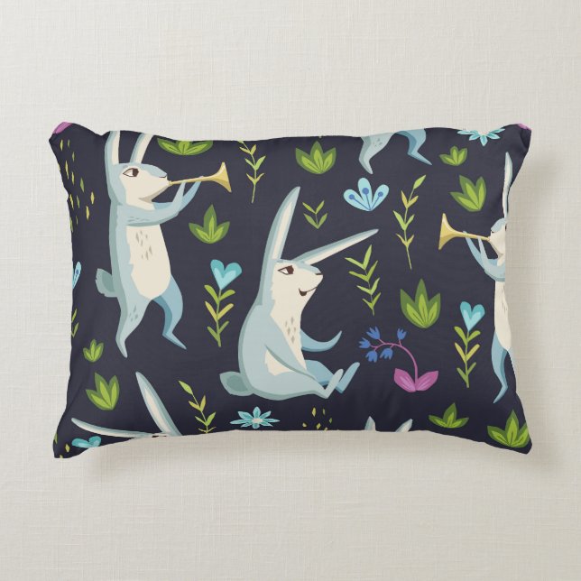 Enchanted Forest: Nature-Inspired Seamless Pattern Decorative Cushion (Front)