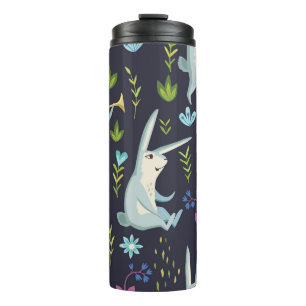 Enchanted Forest: Nature-Inspired Seamless Pattern Thermal Tumbler