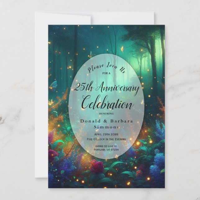 Enchanted Forest of Radiant Jewels Custom Year Invitation (Front)