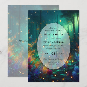 Enchanted Forest of Radiant Jewels Wedding Invitation