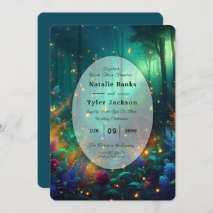 Enchanted Forest of Radiant Jewels Wedding Invitation