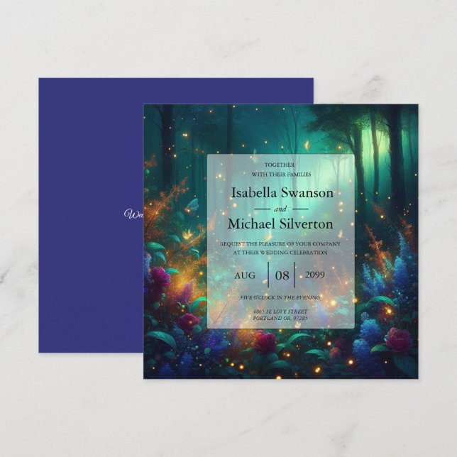 Enchanted Forest of Radiant Jewels Wedding Invitation (Front/Back)