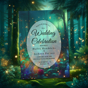 Enchanted Forest of Radiant Jewels Wedding Invitation
