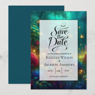 Enchanted Forest of Radiant Jewels Wedding Save The Date
